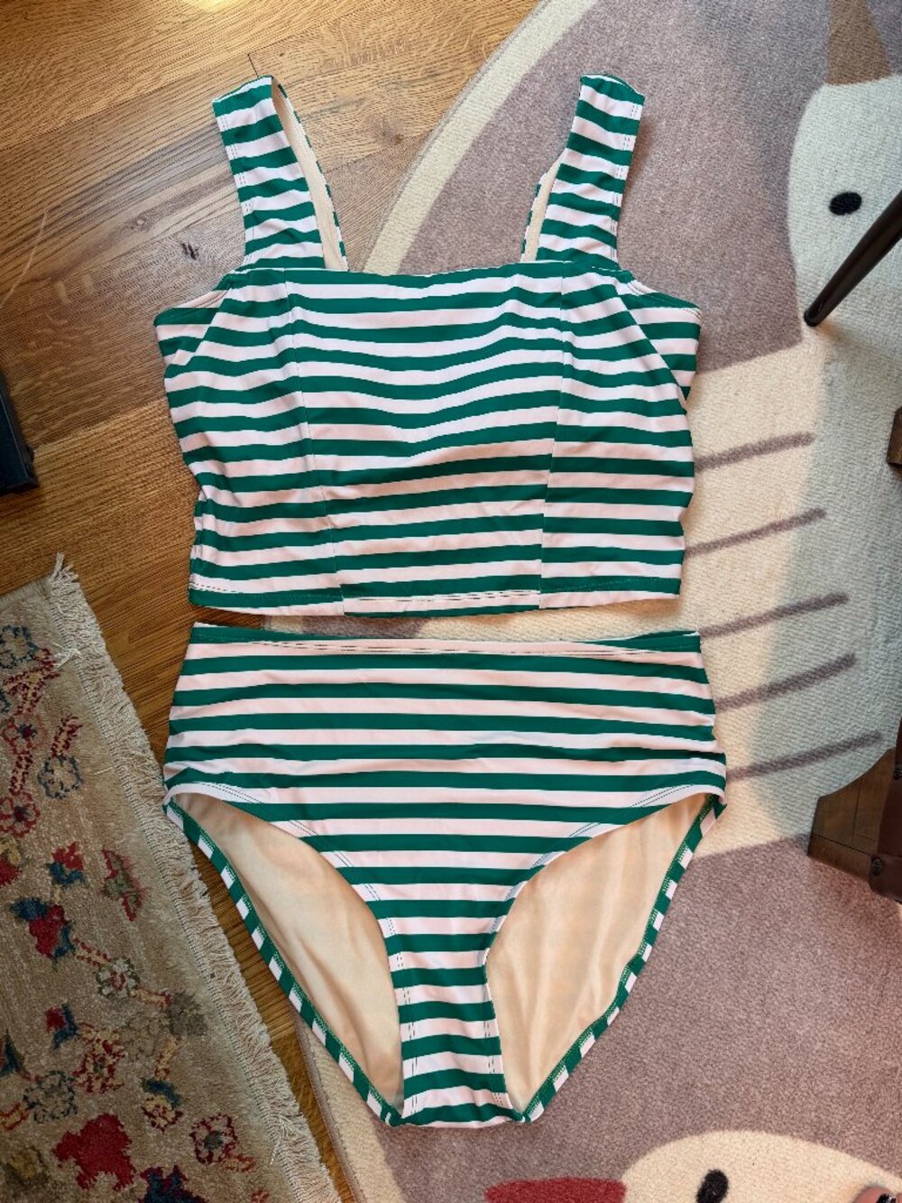LIME RICKI *Emerald Stripe* XL Square Neck Crop & High Waist Bottom